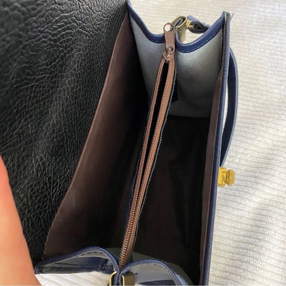 Navy Blue Hard Shell Crossbody Mini Satchel Purse - Picture 8 of 13